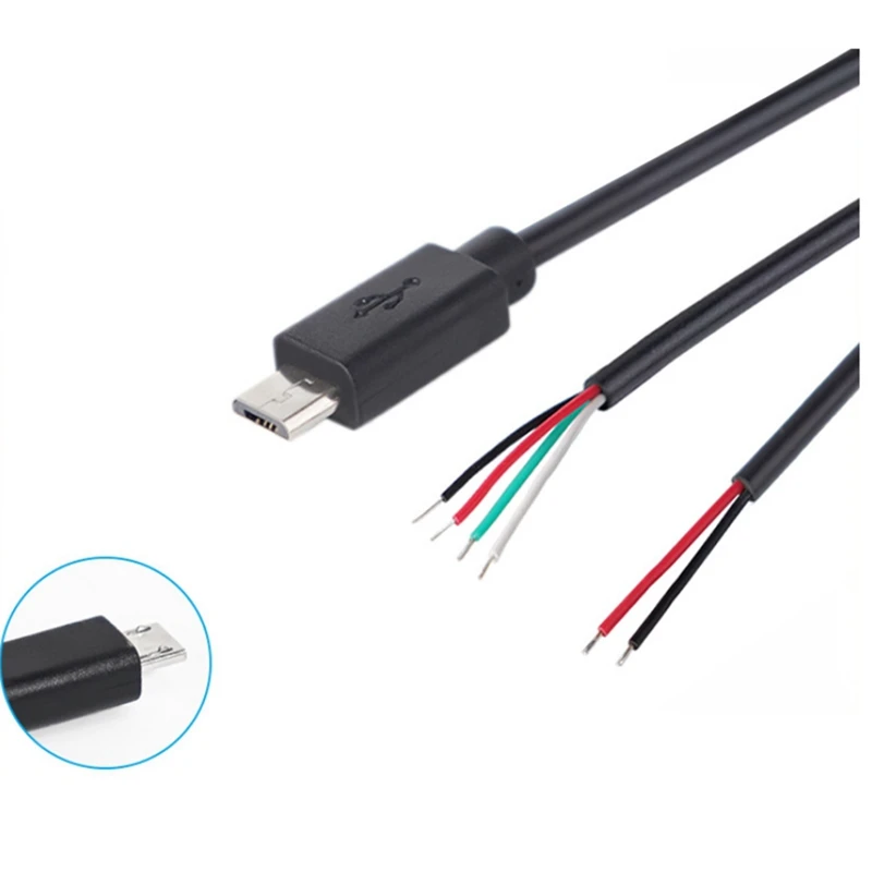 Cable de fuente de alimentación Micro USB tipo C, 2 pines, USB 2,0 A, hembra, macho, 4 pines, cargador, Cable de carga, Conector de extensión,