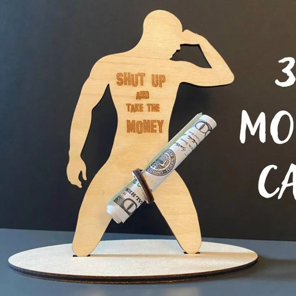 

Artistic Money Holder Unique Wooden Ornament Creative Money Holder for Christmas Festival Decoration Funny Naked Man Design