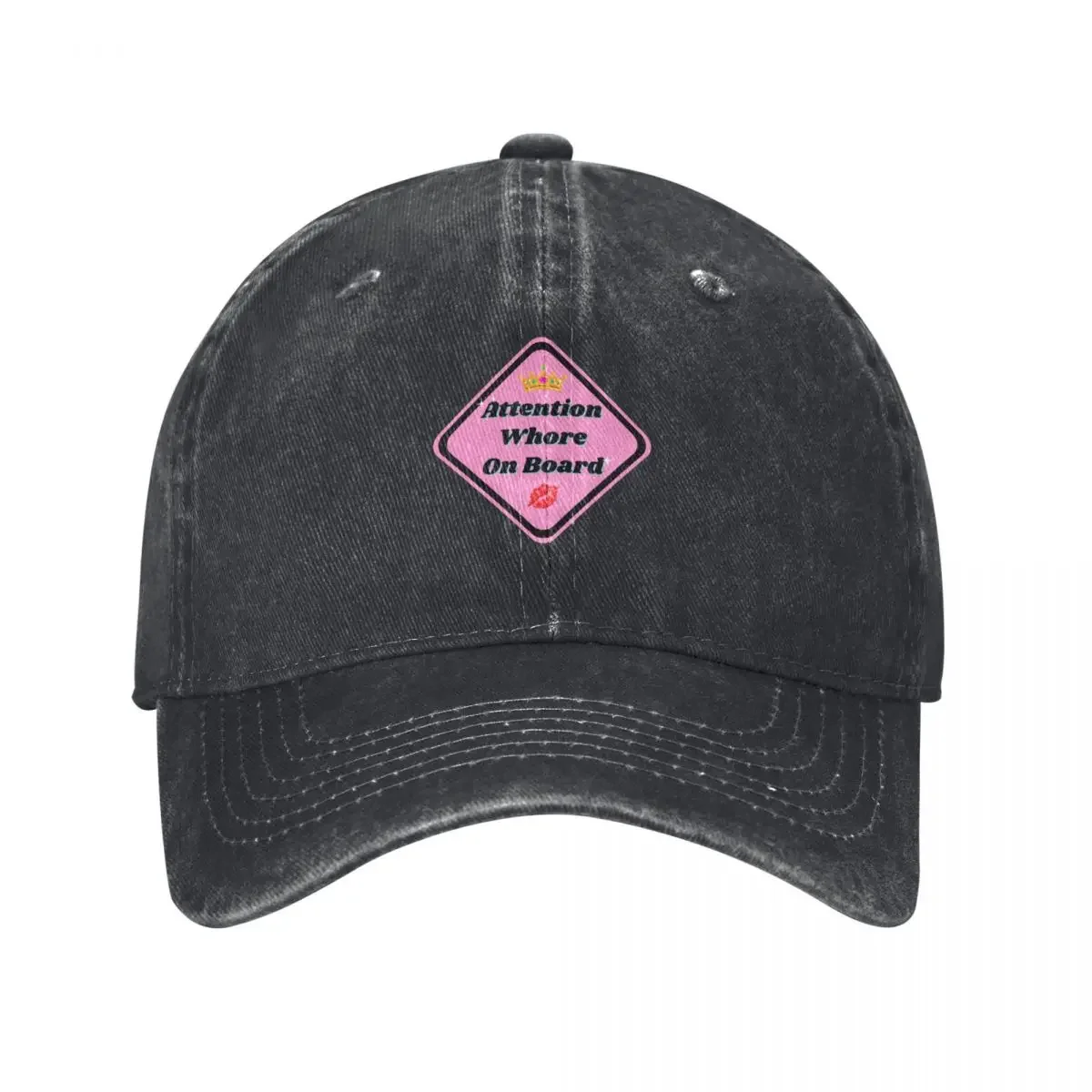 

Caution! Attention Wh*re On Board Pink Bumper Sticker Baseball Cap Rave Golf Hat Man For Men Women's