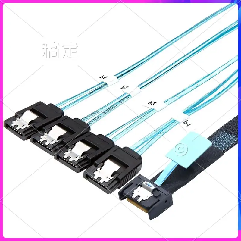 AP-Slimsas 8654 MCIO 4I 38Pin To 4X SATA Cable PCIE5.0 PCI-E Server Data Connection Extension Wire High-Speed