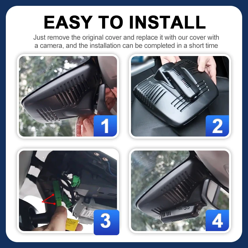 Dash Cam voor Volvo XC60 2014 2015 2016 2017, HESHECAM 4K 2160P Auto DVR WIFI Video Recorder Auto Camera, Gemakkelijk Installeren, Nachtzicht