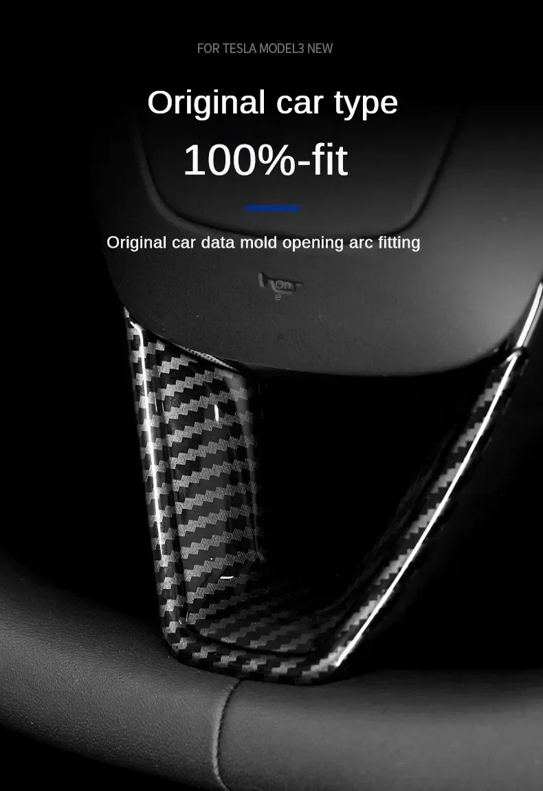 1pcs Car Steering Wheel Cover Trim Sticker For Tesla Model Y Juniper 2025 Model 3 U-Shaped Protective Cover Patch Car Accessory