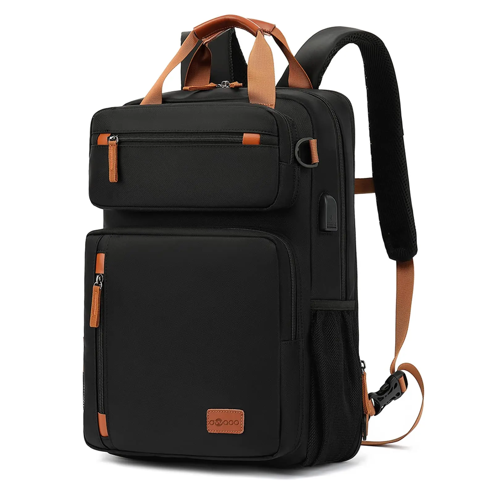 Expansível Viagem Laptop Mochila, Sacos de Computador para Homens e Mulheres, Maleta Conversível, Material de Nylon, 15.6 \