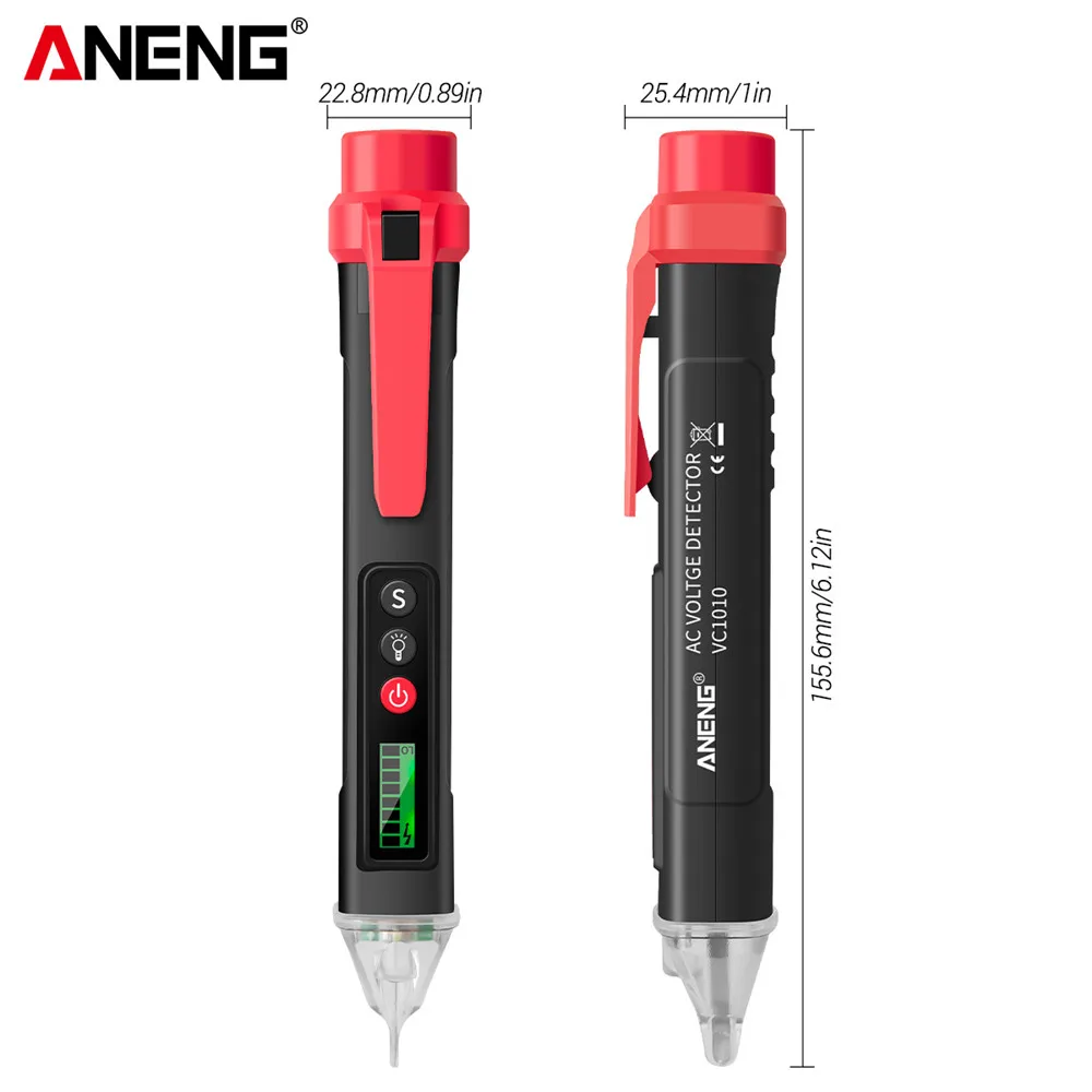 ANENG VC1010 Digital Voltage Detectors 12-1000V Volt Current Electric Test Pencil AC/DC Non-Contact Pen Tester Meter 2020 new