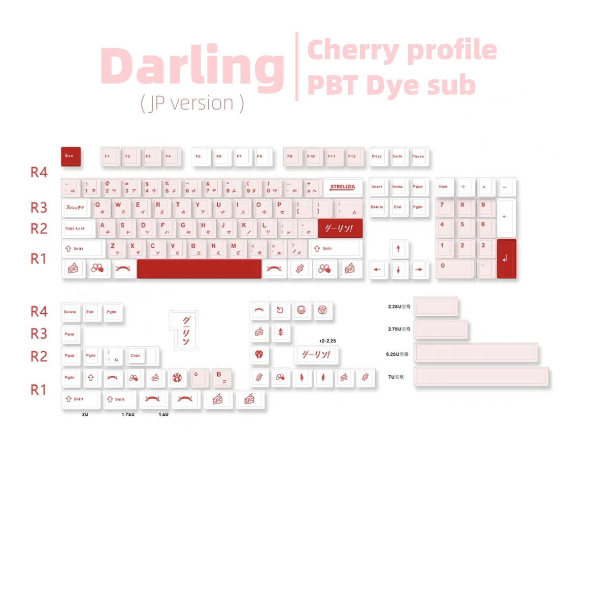 Imagem -06 - Japonês Cherry Perfil Keycap Pbt Sublimação Dye Gmk Azul Escuro Branco Interruptor mx Teclado Mecânico