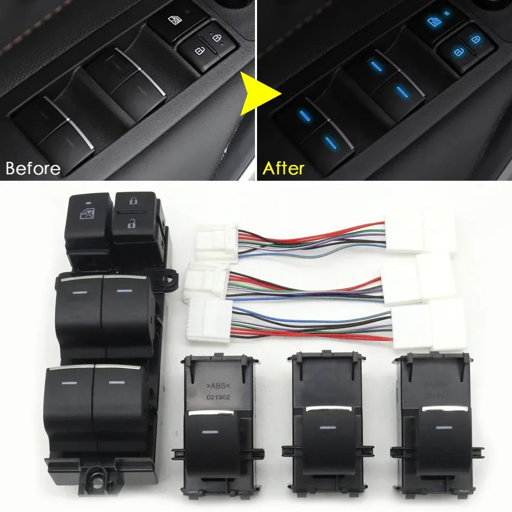 LHD Power LED Light Window Glass Open Control Button Lifter Switch For Toyota RAV4 Corolla C-HR Yaris Karis Cross Avalon Levin