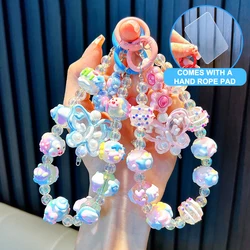 Y2K Trendy Butterfly Pendant Phone Lanyard Wristband Stylish Beaded Phone Chain Keyring Sweet Phone Strap Camera Charm For Girls