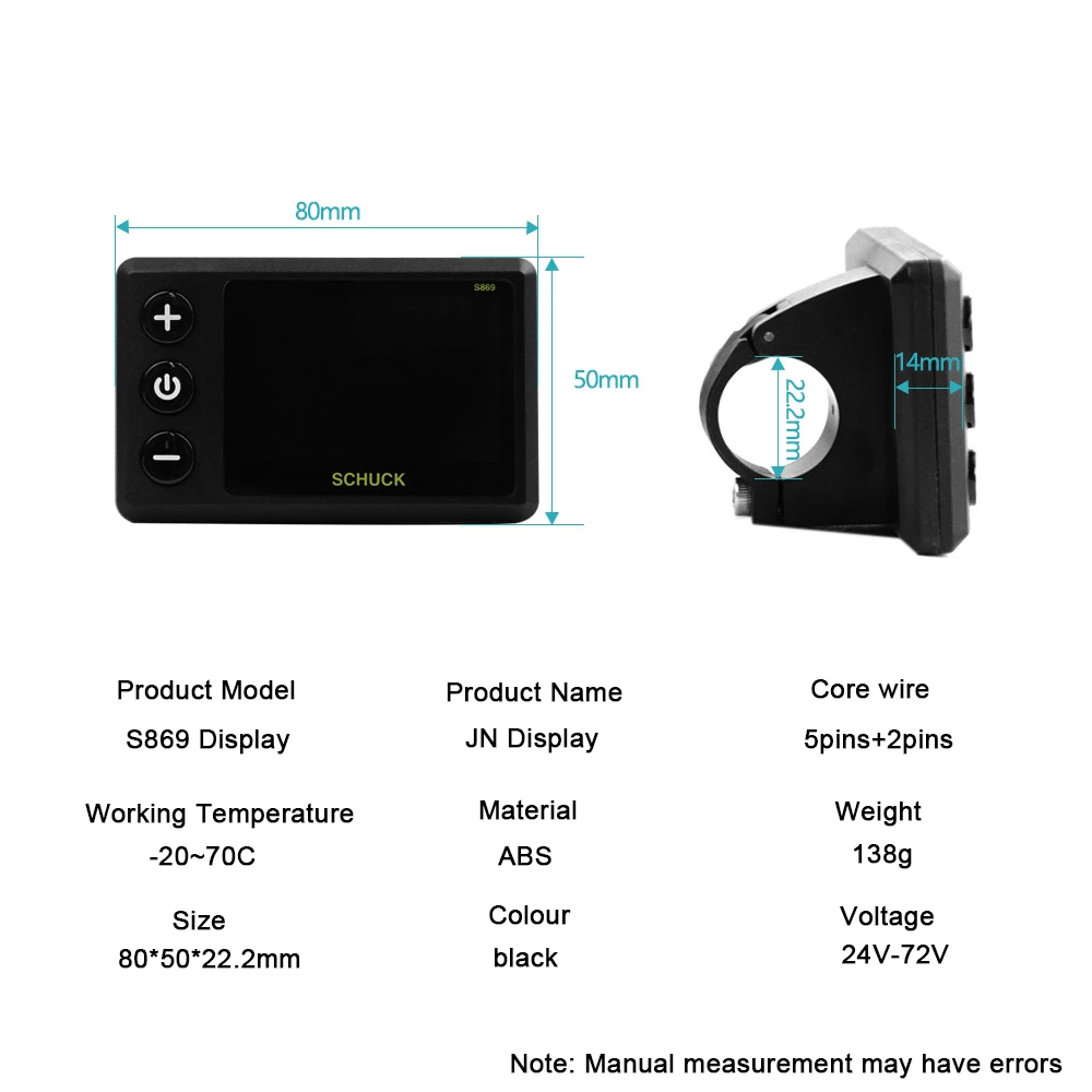 E-bike Display JN S869 LCD Color Screen Display SM Connector 24V-72V Electric Scooter Bicycle refit Accessories,parts replace