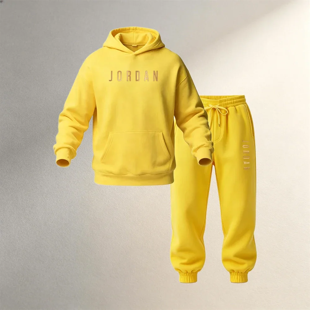 Men's Clothing 2 Piece Pullover Hoodies Autumn Winter Sports Casual Fashion Warm Jogger Pants Loose Street For Male Suits Outfit - view 3
