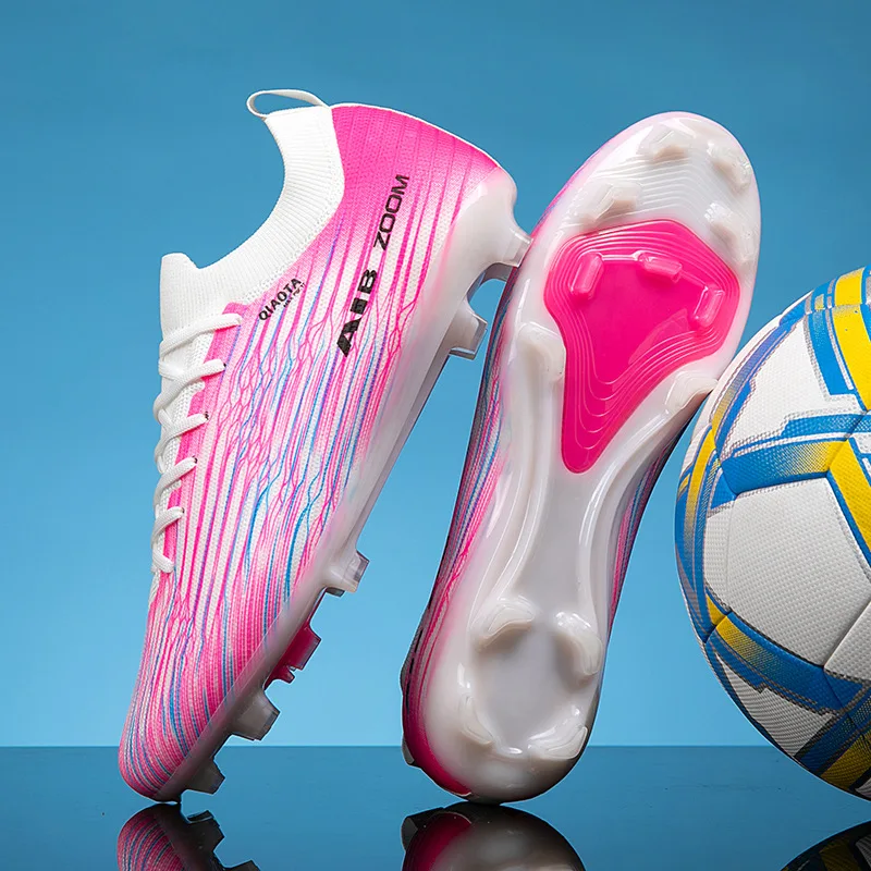 Four‑Season Adult Kid AG/FG Soccer Cleats, Mixed PU‑Fabric Upper, Abrasion‑Resistant TPU Outsole, Stable Grip for Grass Surfaces