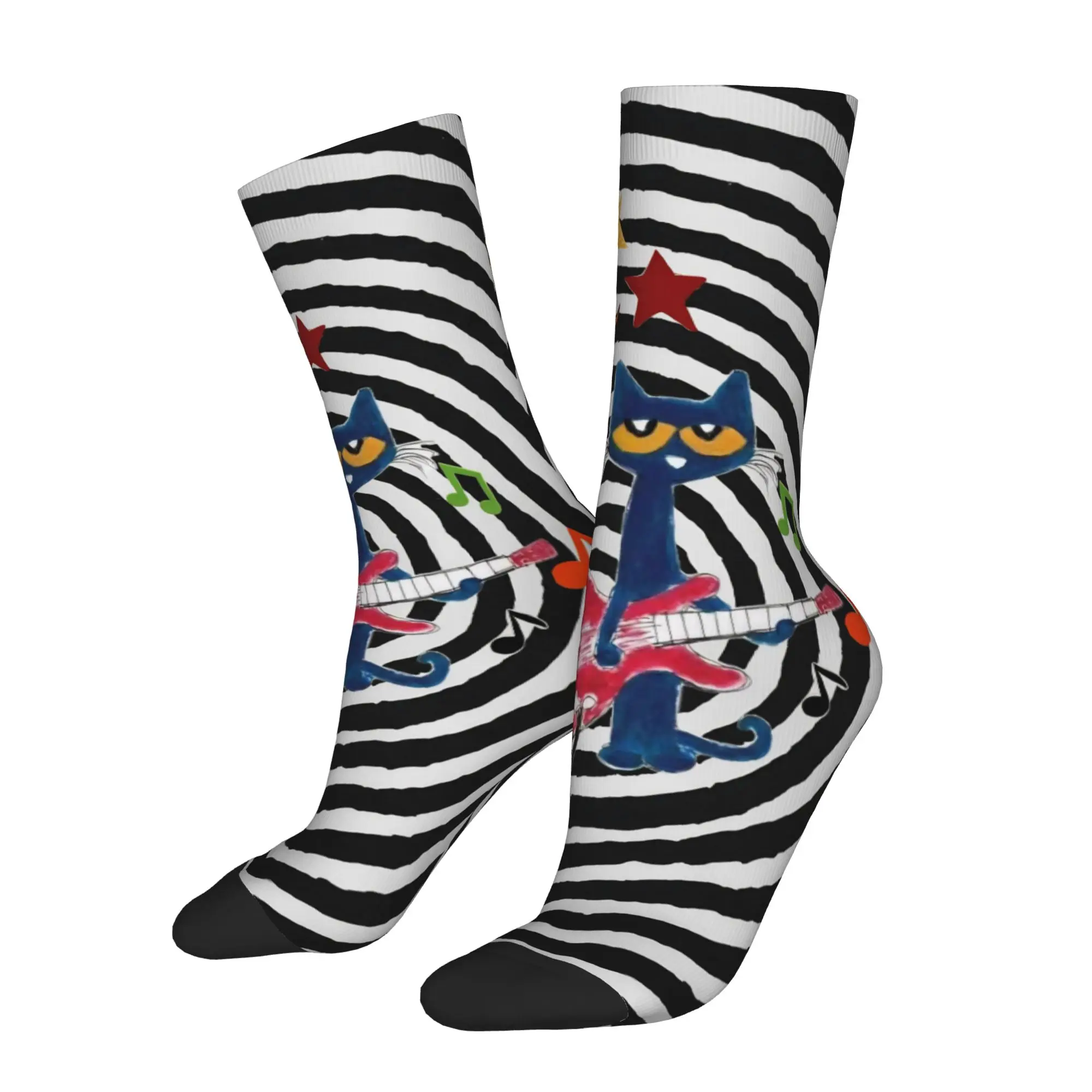 New Male Men Socks Hip Hop Pete The Cat Cartoon Sock Polyester  High Quality Women Socks Spring Summer Autumn Winter