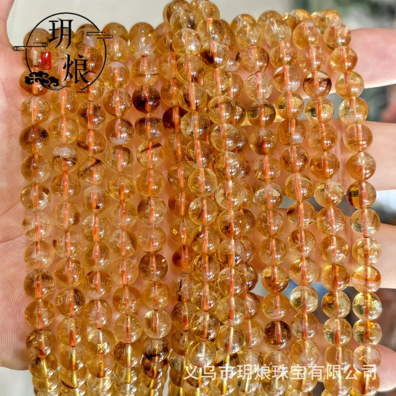 CitrineNatural Citrine round Beads Citrine Scattered BeadsdiyOrnament Accessories Huang Asai-Border