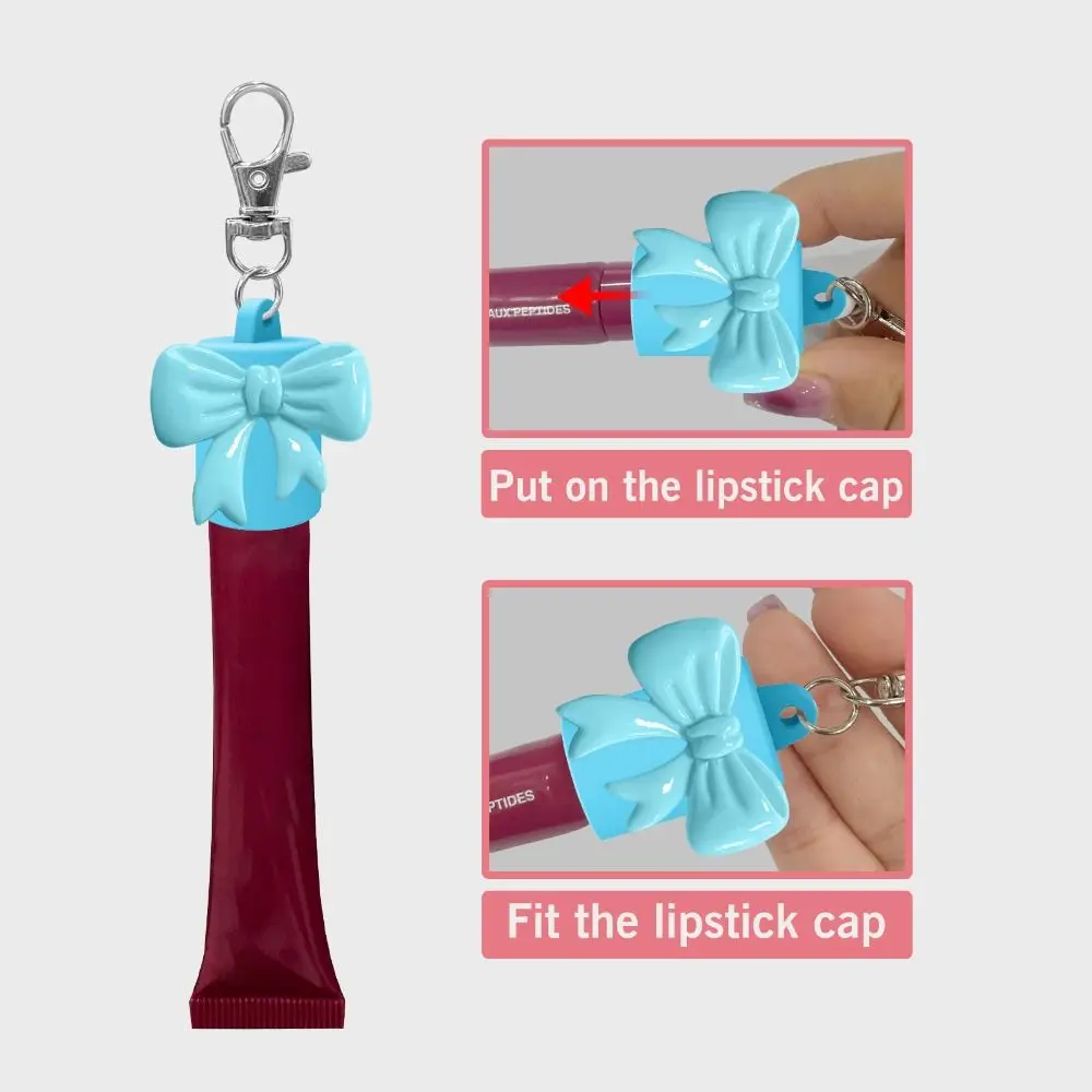 Silicone Lip Balm Holder with Keyring Portable Lipgloss Sleeve Flexible Colorful Keychain Lip Gloss Cap for Summer Fridays view 5