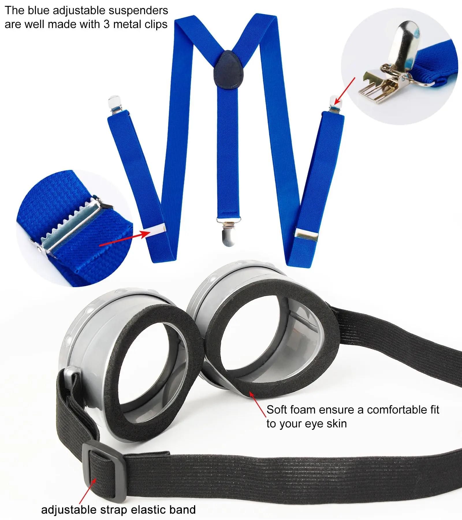 5 szt. Kostium na Halloween dla dzieci dziewczyny, gogle/czapka/spódnica Tutu/szelki/rękawiczki Halloween akcesoria do kostiumów na boże narodzenie