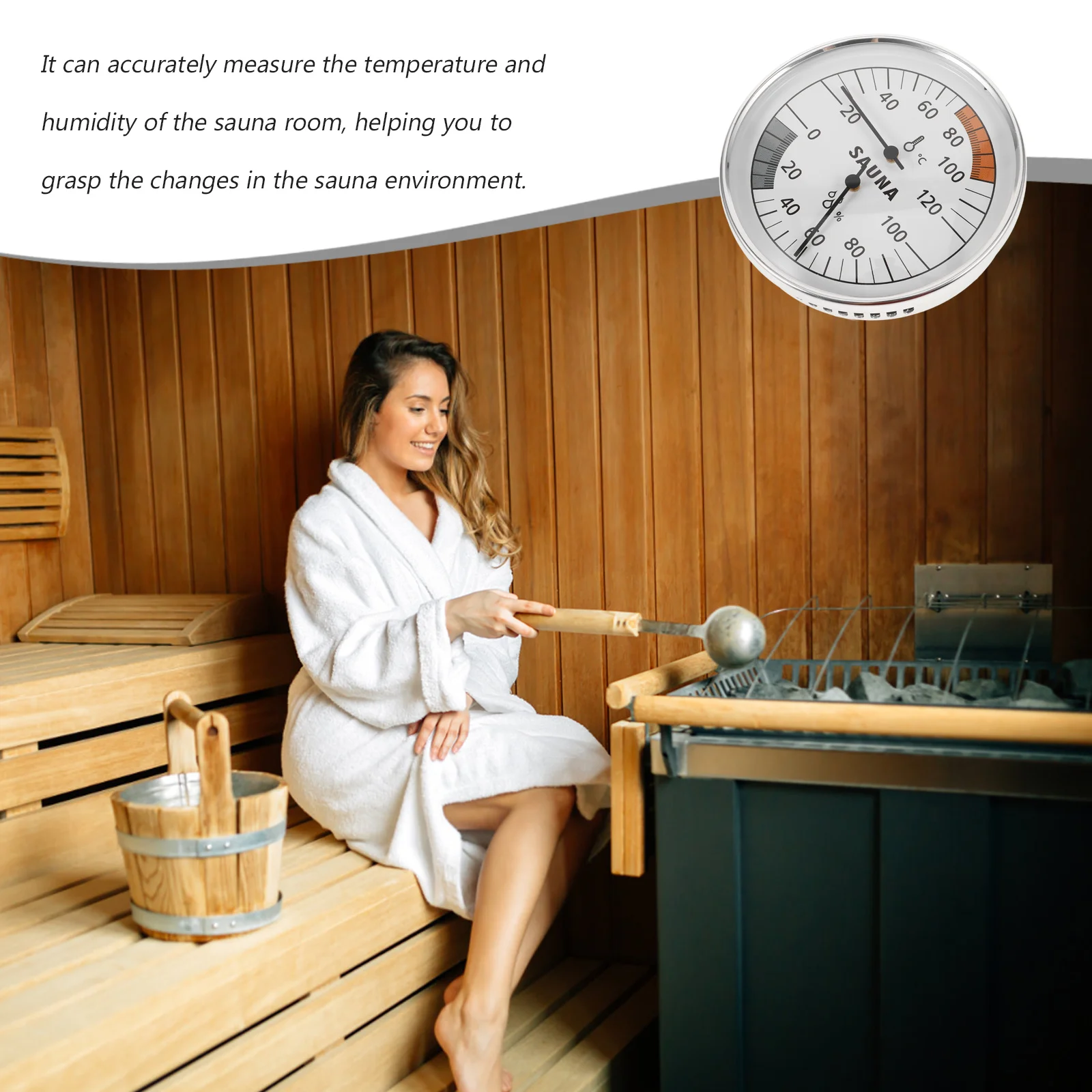 Higrotermógrafo para Sauna, medidor de temperatura y humedad, herramienta de medición para interiores y exteriores, para habitación, invernadero, cocina, montable en pared