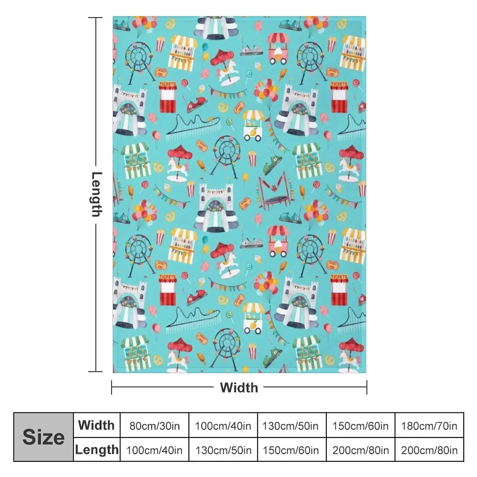 Amusement Park Watercolor Carnival Throw Blanket Soft Big Furrys Designers Bed Fashionable Blankets