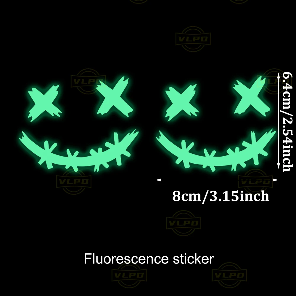 2 PCS Motorcycle Glow Stickers Waterproof Demon Smiling Face Decals Motorbike Helmet Body Side Boxes Decoration Accessories image 6