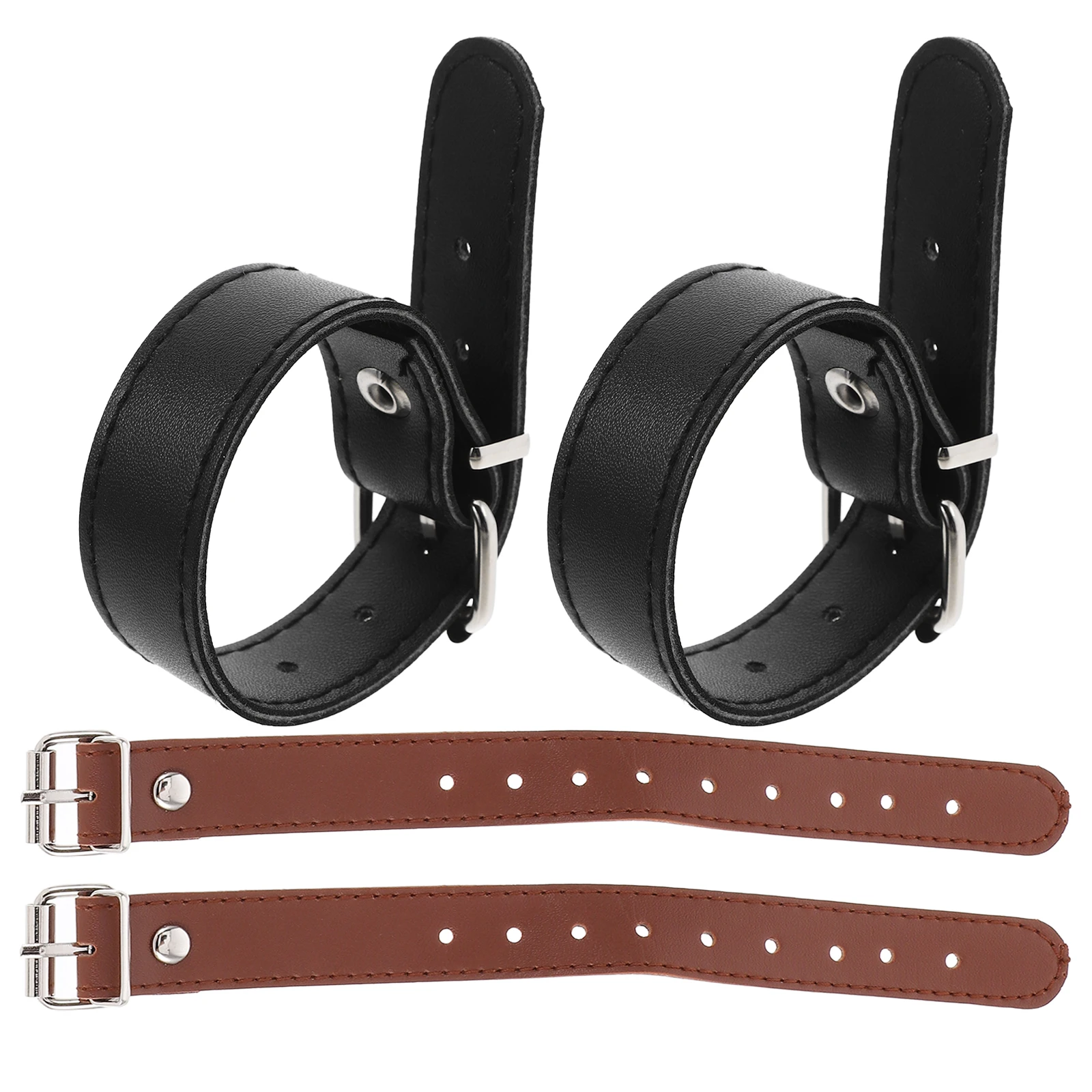 

2 Pairs Bike Basket Accessories Brown Black Straps Adjustable Holes Wear Resistant Practical Storage Box Scooter
