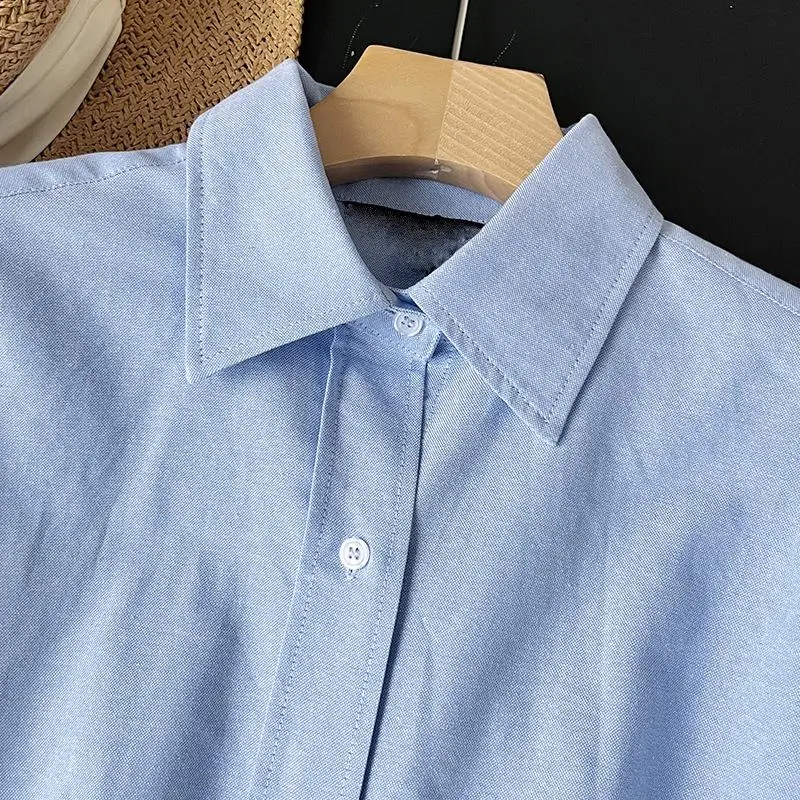 Donegirl 2024 Spring New Women Fashion Long Sleeve Single-breasted Oxford Lapel Shirt Basic Loose Versatile Blouses Female Chic