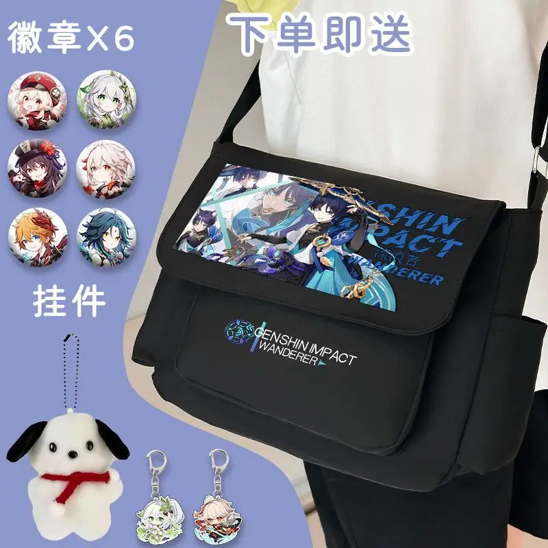 

Genshin Impact Single Shoulder Backpack Collaboration High Middle Students Unisex Wanderer Stray Cat Large Capacity Crossbo