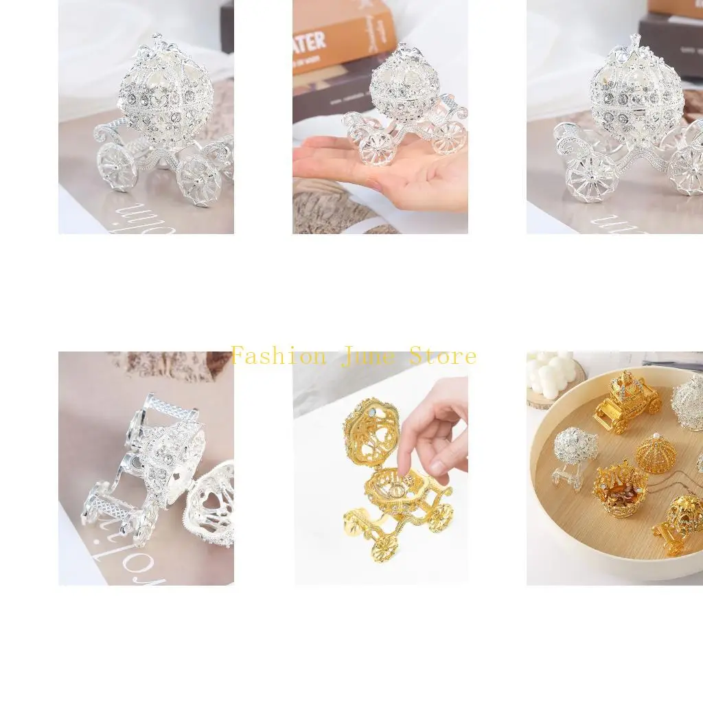 

N5KA Elegant Metal Plated Jewelry Organizers Carriages Decors With Vibrant Colors For Halloween Display And Princess Theme Gifts