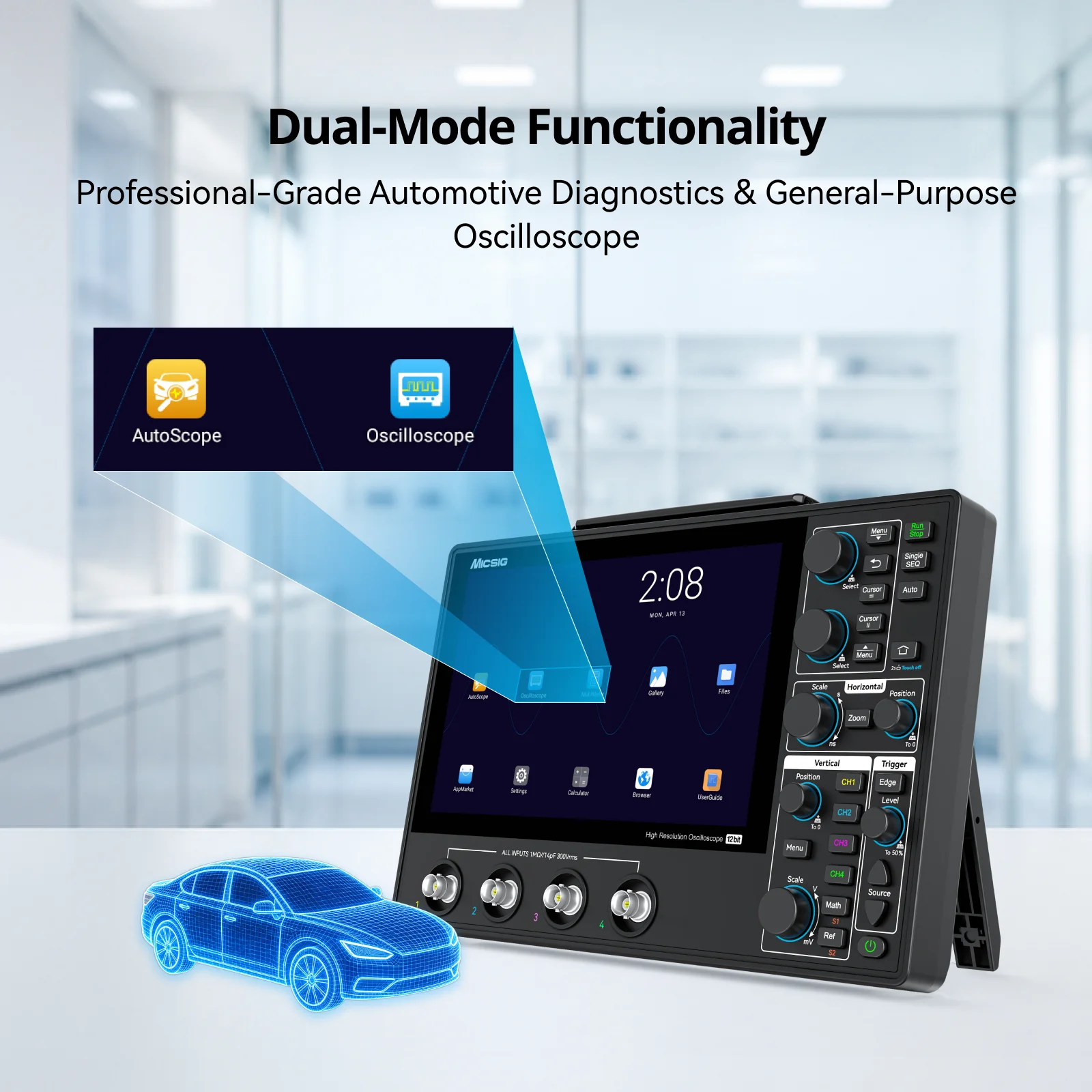 Micsig SATO1004 Automotive Tablet Oscilloscope 100MHz 4-Channel Portable Touchscreen & Button Controls for Car Diagnostics