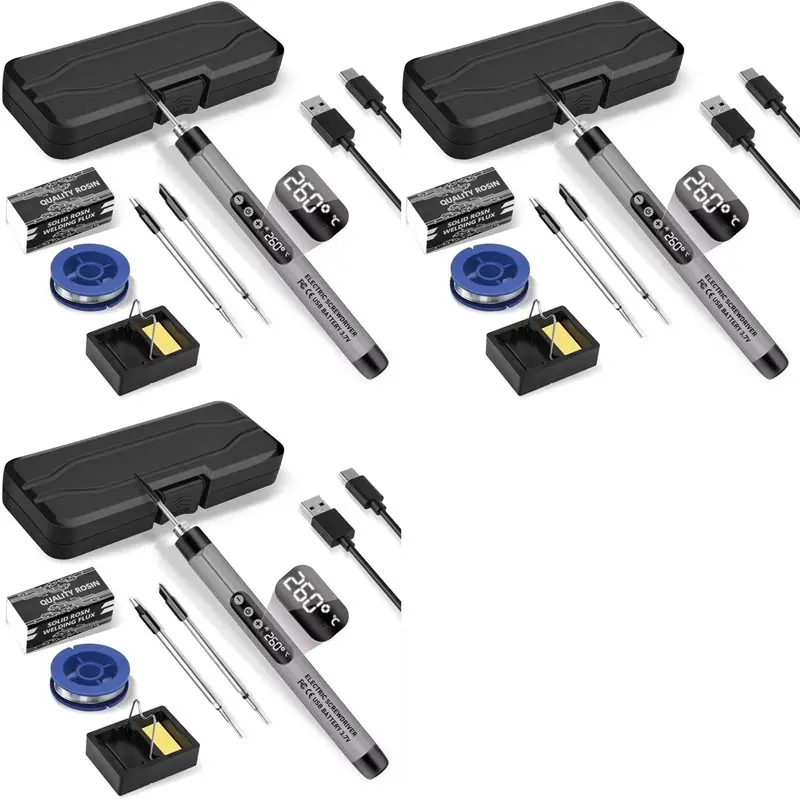 

Портативный беспроводной паяльник BHTS-3X Mini с USB-питанием, ЖК-дисплеем и регулировкой температуры, серый