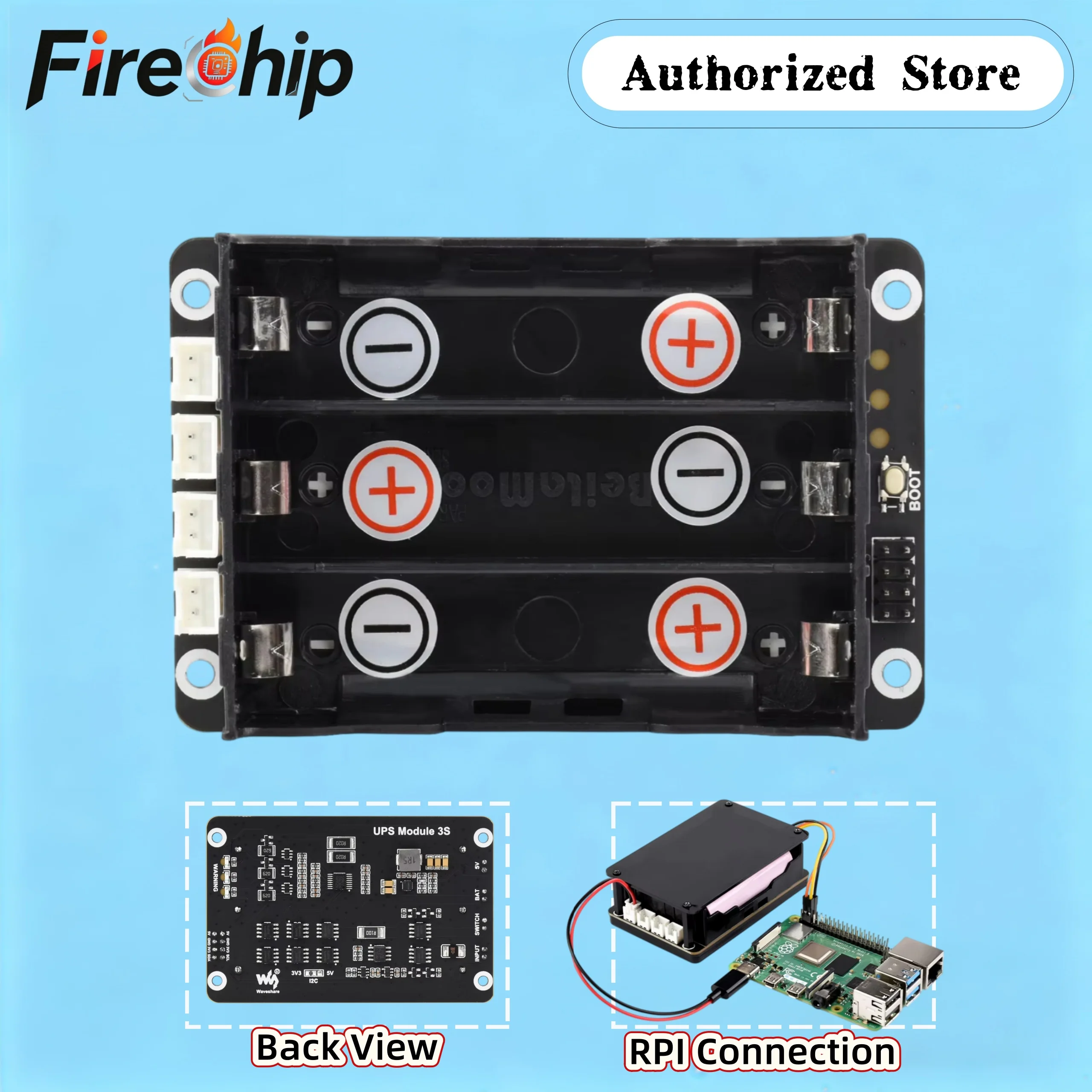 Waveshare Uninterruptible Power Supply Module, Supports Charging and Power Output Same Time, 3S & 5V 5A for Raspberry Pi 5/4B