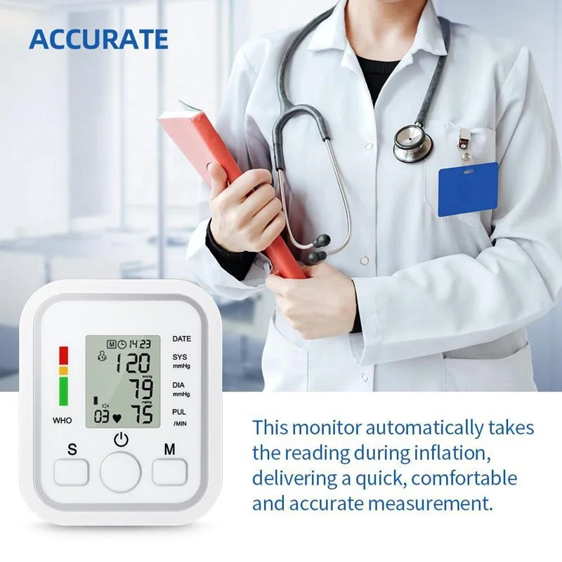 Spanish Voice Arm Automatic Blood Pressure Monitor BP Sphygmomanometer Pressure Meter Tonometer for Measuring Arterial Pressure
