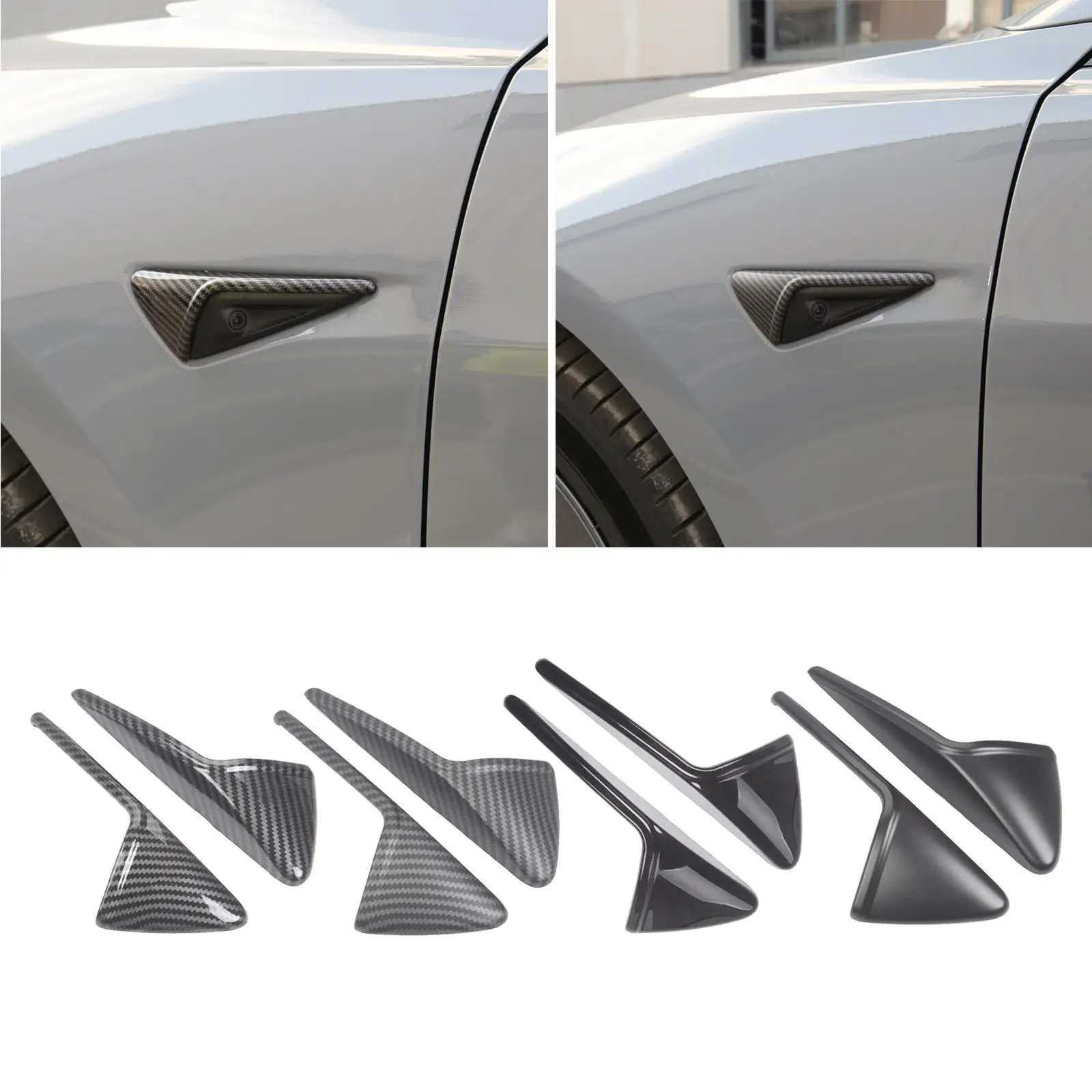 1 Pair Side Camera Protection Cover Fit for Tesla Model 3 2021 Ornaments ABS Car Accessories