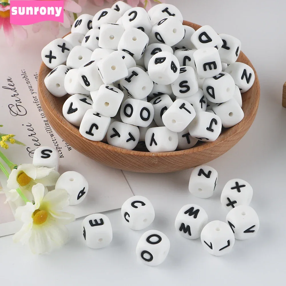 Sunrony 10pcs 12MM Silicone Letters Beads For Jewelry Making Pendant DIY For Necklace BPA Free Food Grade Jewelry Accessories