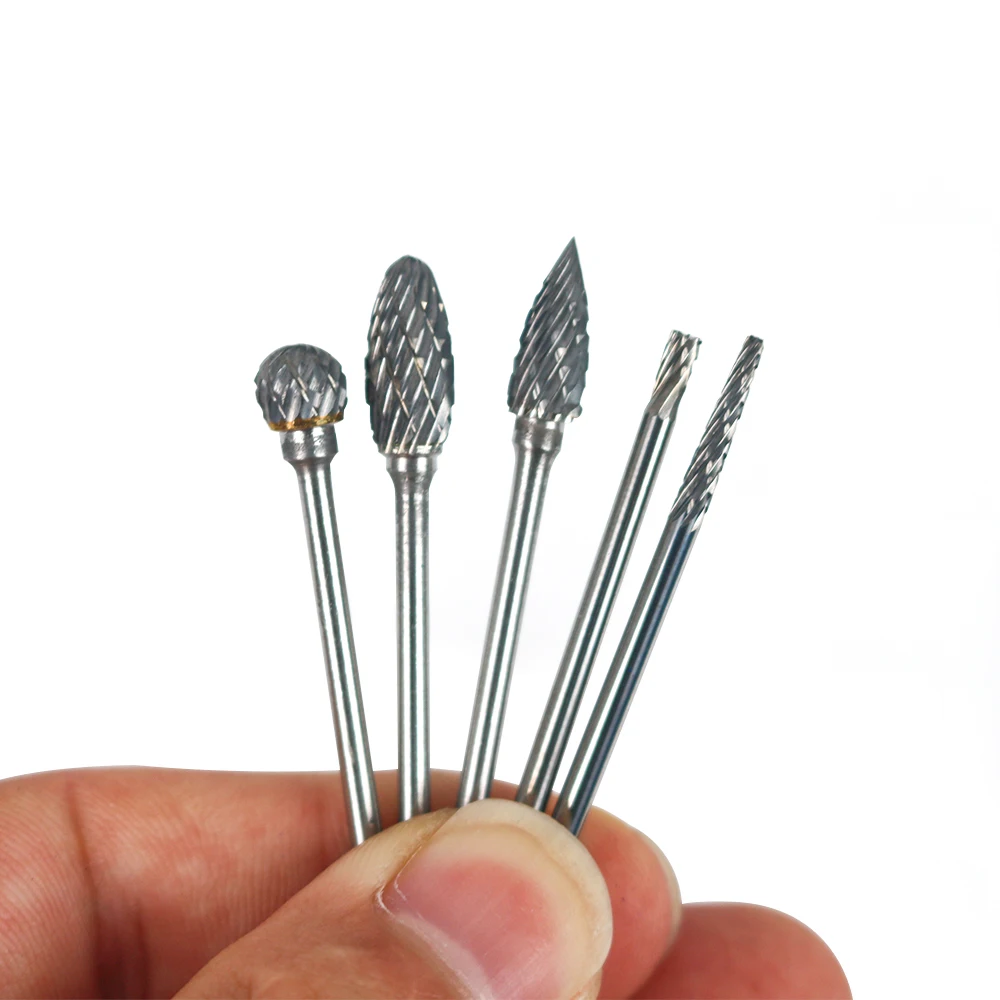 10Pcs Tungsten Steel Nail Grinding Head Professional Conical Round Carbide Drill Bits Dental Lab Cutting Burs Dental Consumables