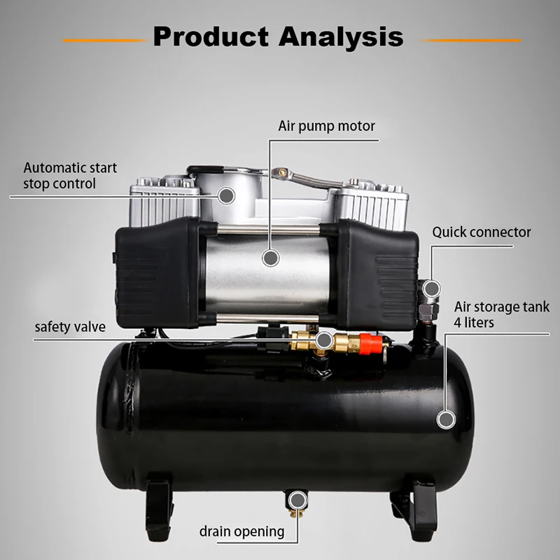 2.5L Portable Tyre Inflator Electric Motorcycle Pump Small Air Compressor 12V/220V Air Compressor Car Air Pump