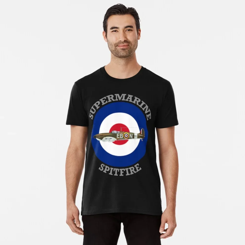 RAF Supermarine Spitfire Fighter Aircraft T Shirt. 100% Cotton Short Sleeve O-Neck Casual T-shirts Loose Top New Size S-3XL