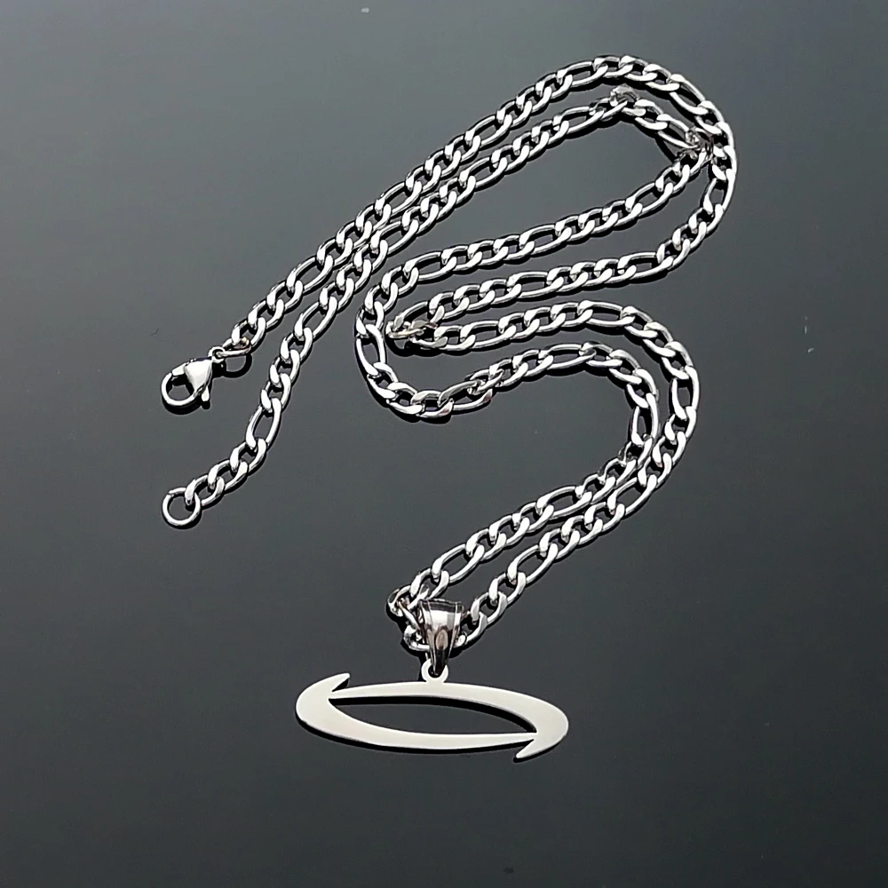 Punk Opium 'O' Necklace Polished Stainless Steel Pendant Choose Chains 24inch