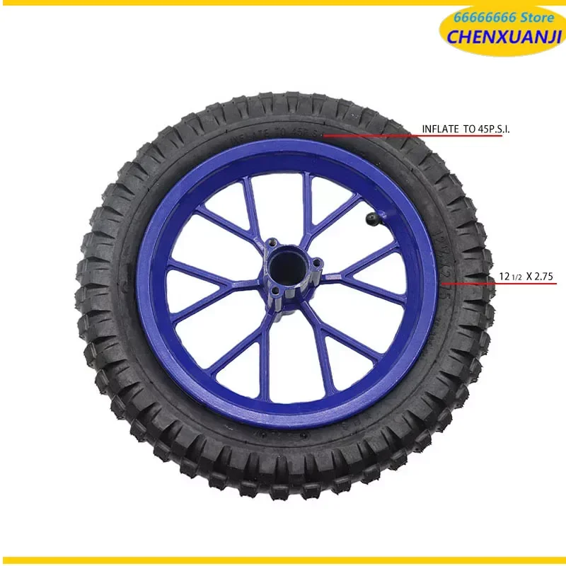 

12 1/2x2.75 Pneumatic Inner Tube Camera Outer Tire with Blue Hub Rim for 49cc Motorcycle Mini Dirt Bike Tire MX350 MX400 Scooter