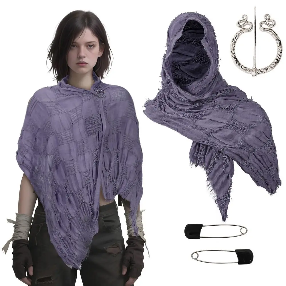 Popular Medieval Style Medieval Cloak With Viking Brooch Beggar Style Hooded Shawl Scarf Scarf Cape Pop Culture Events