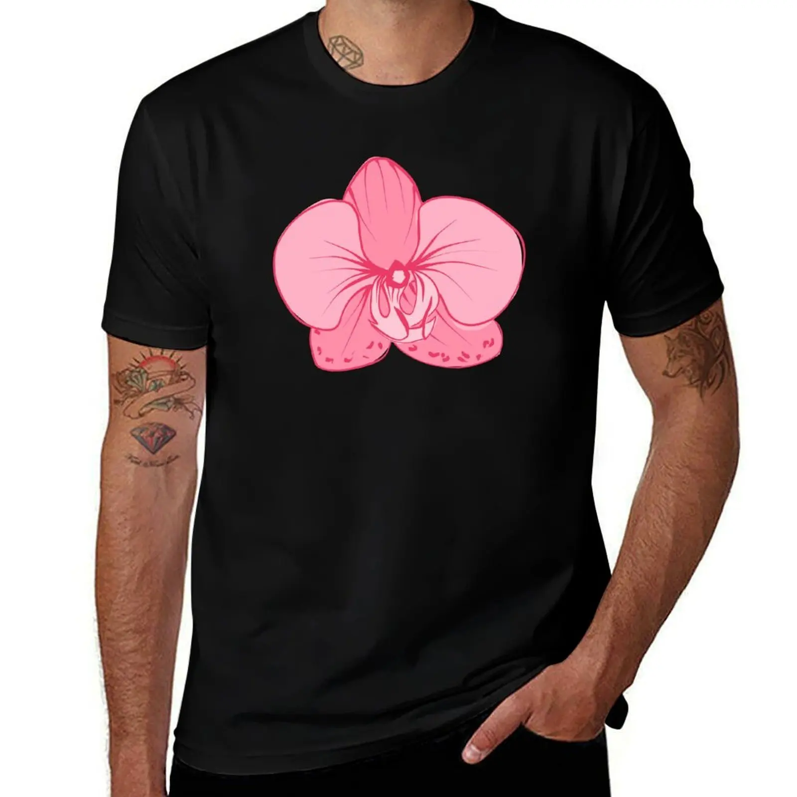 

Coral Blush Orchid Wildflower Soft Rose Botanical Bloom Doodle T-Shirt graphic tee shirt plus size tops mens t shirts