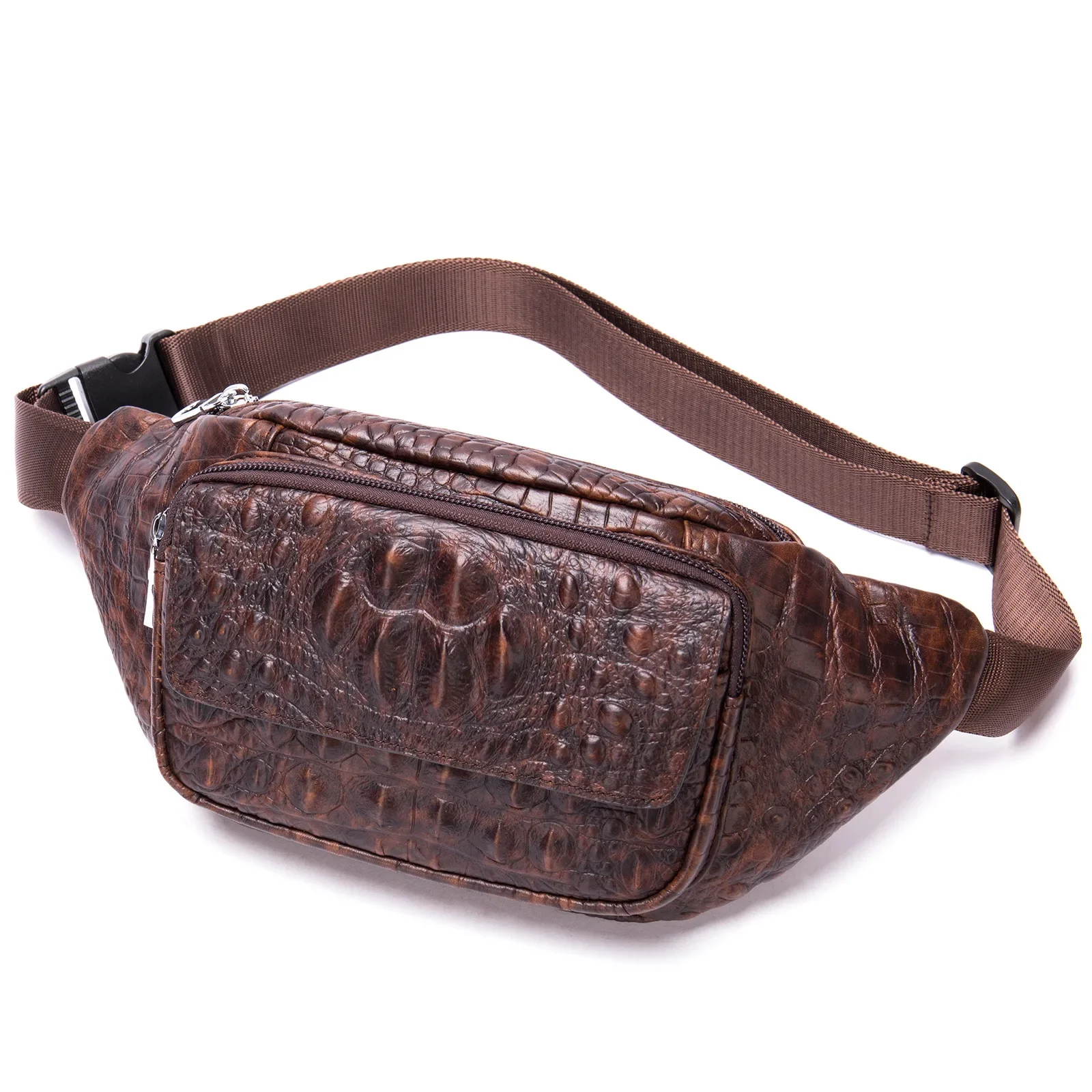 2024 New Fashion Men Alligator Waist Packs Male Casual Chest Bags Brand Design Cow Genuine Leather Chest Package Shoulder Bags