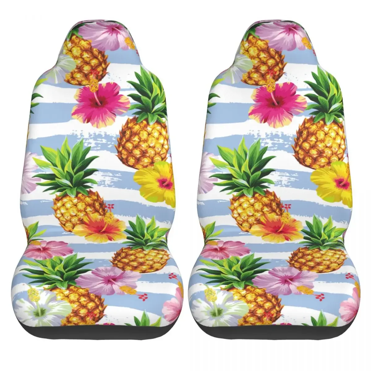 Pineapple Summer Fruits Universal Car Seat Cover Waterproof For SUV Front Rear Flocking Cloth Cushion Fiber Fishing