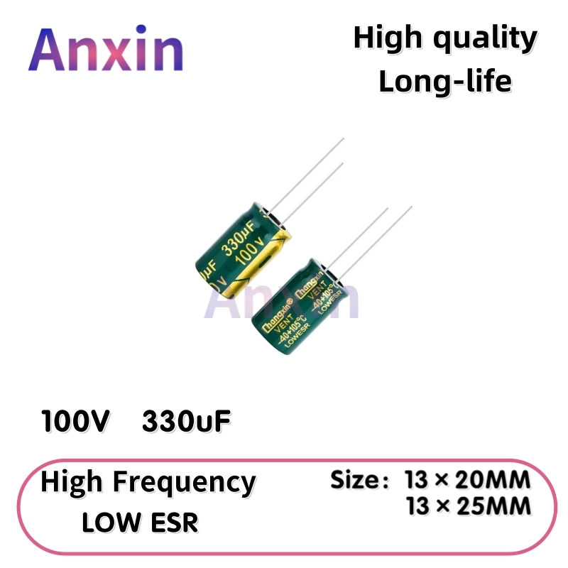 

20PCS 100V330uF Aluminum Capacitor, High Frequency Low ESR 105°C Radial for Power Supply Long-life 13×20MM 13×25MM