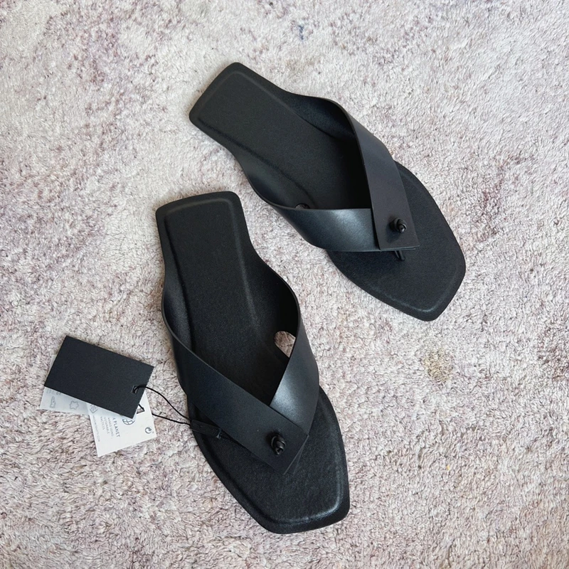 Dave&Di French Shoes Women's Office Ladies Fashionable Elegant Leather Slippers Casual Flip Flops For Summer