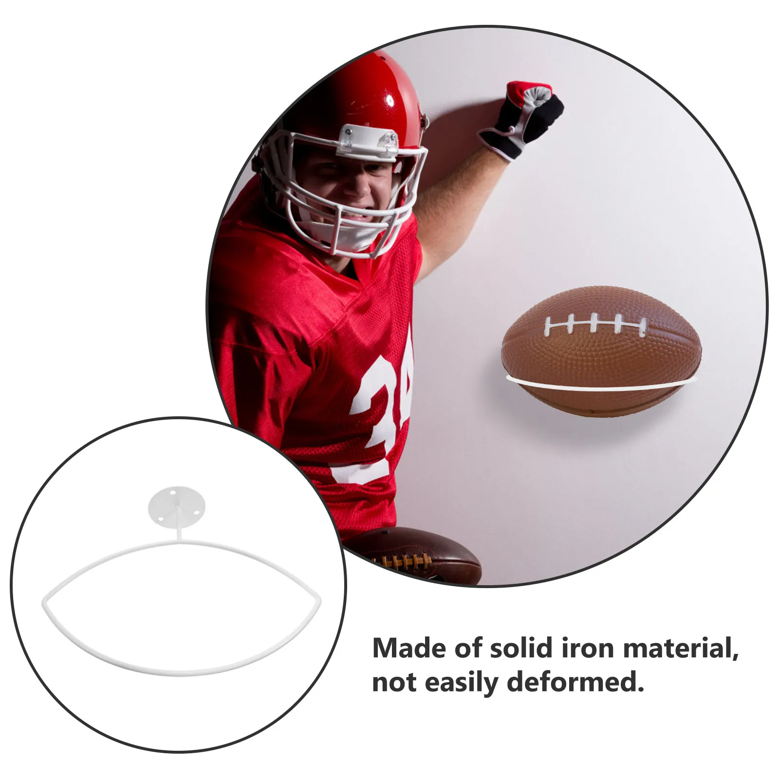 

1Set Wall Mount Rugby Holder Iron Ball Display Rack for Football Volleyball Storage Home Bedroom Living Decor