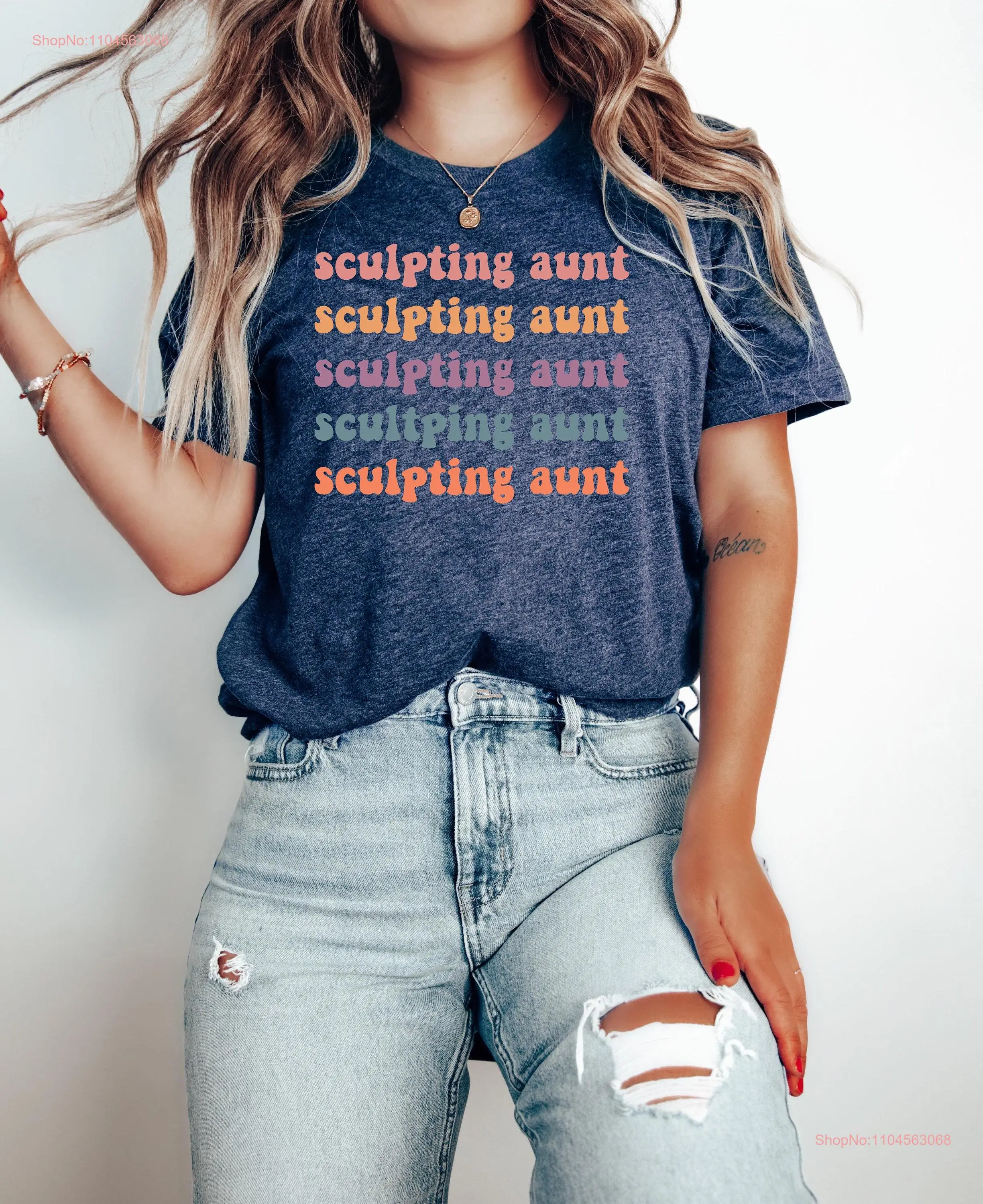 

Футболка Sculpting AunT, персонализированная модная футболка для мамы, до Дня матери, с длинными или короткими рукавами