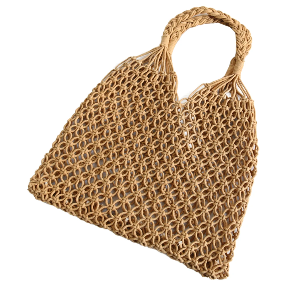 

Shoulder Bag Shopping Tote Beach Bags for Women Small Crochet Cotton Rope Summer Handbag