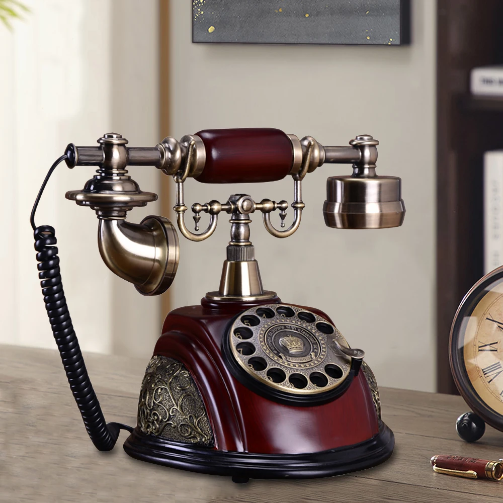 

Vintage Telephone, Antique Desk Phone Corded Retro Phone Rotary Dial Handset Desk Home Phone Decorative