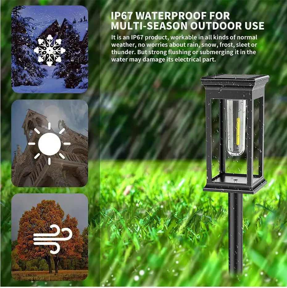 1-4pcs Solar Lamp Outdoor Garden Light Solar Powered Landscape Path Warm LED for Yard Backyard Lawn Patio Decorative Lighting