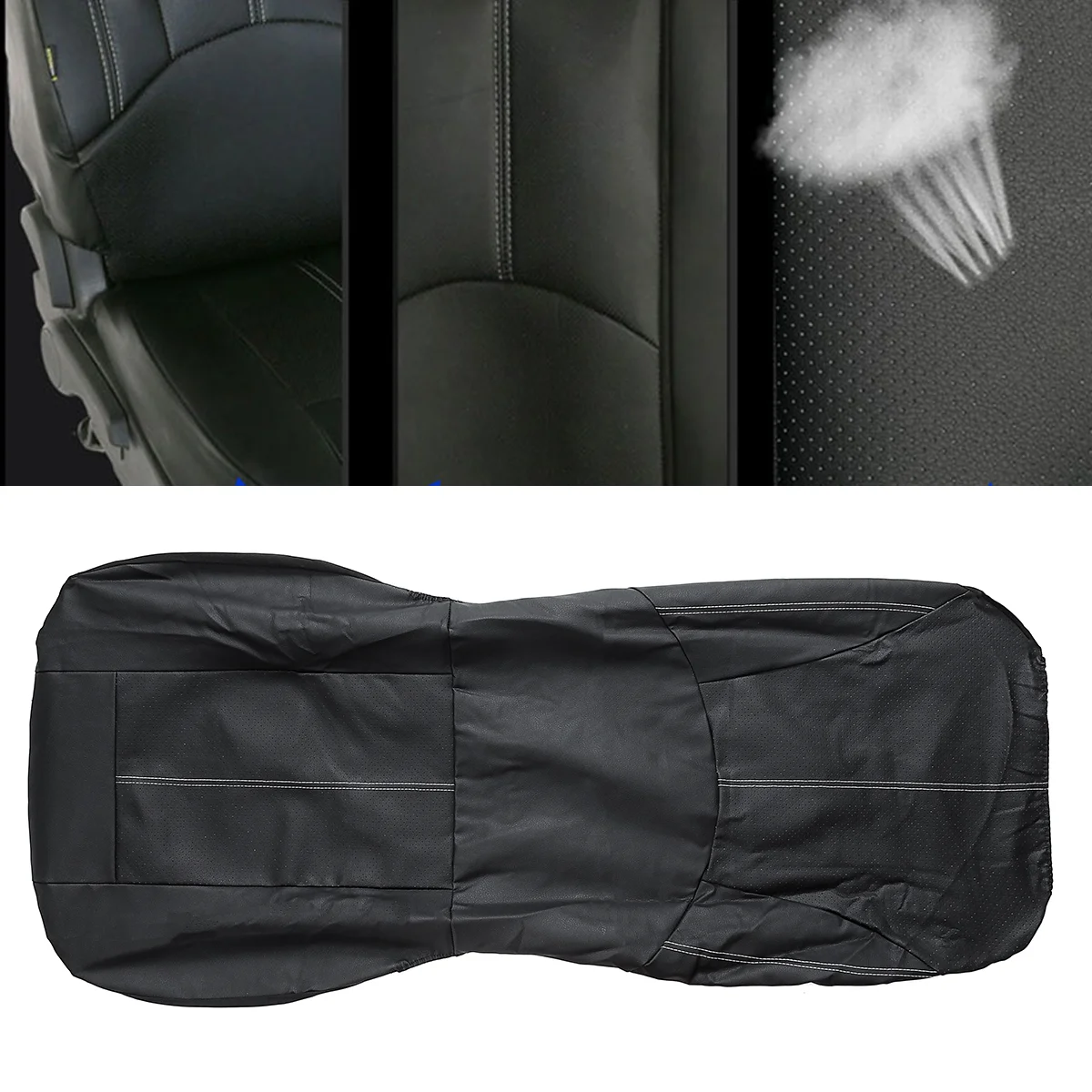 9PCS PU Leather Automobile Car Seat Cover Protector Front Rear Full Set Waterproof Universial With Zipper for 5 Seats Car