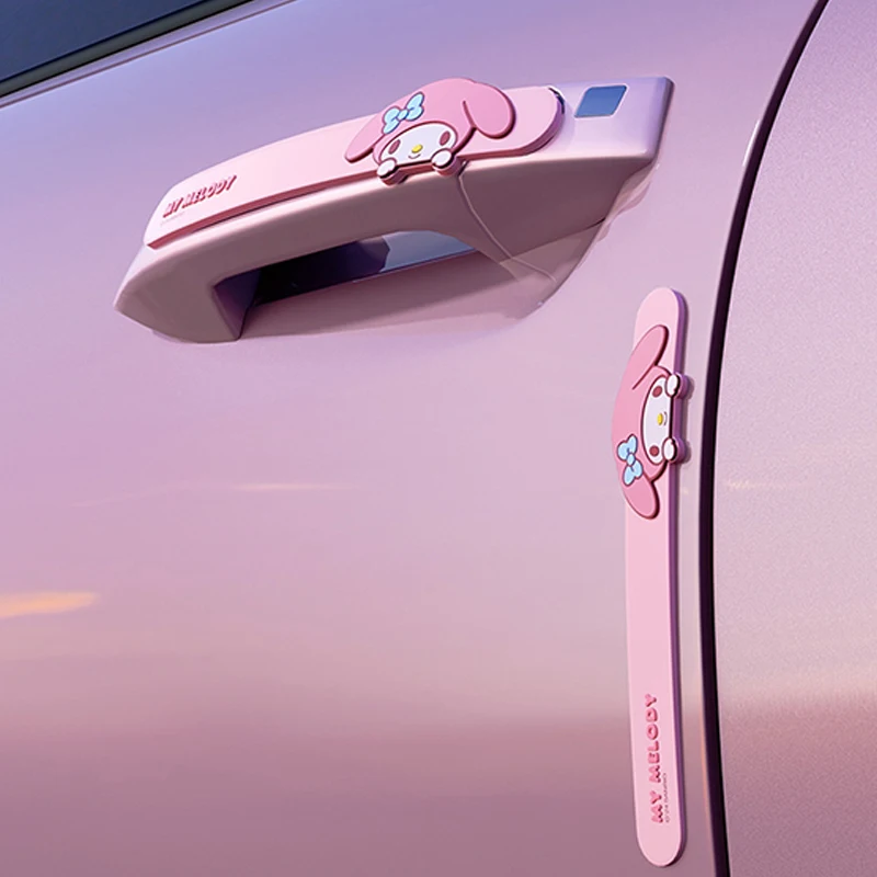 Sanrioed Anime Hello Kitty Car Door Bumper Cartoon Cute Silicone Scratch Stickers Rubbing Strip Car Interior Decoration Supplies