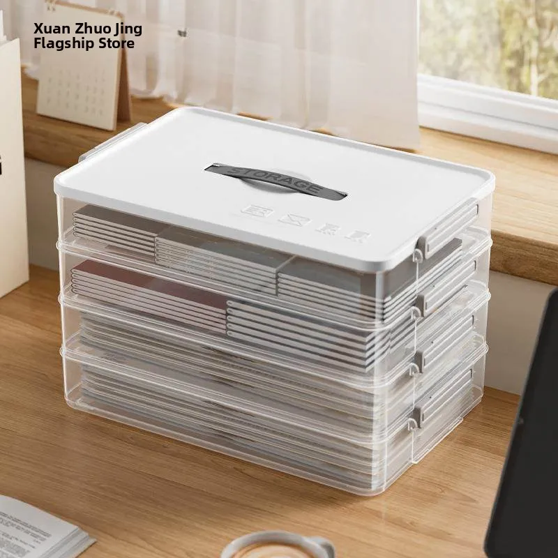 

Transparent Multi-Functional Document Storage Box Home Office File Organization Box A4 Archival Box Record Keeping Container